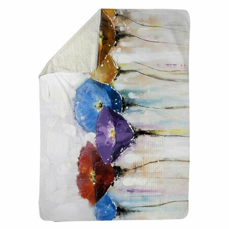 BEGIN HOME DECOR 60 x 80 in. Colorful Flowers-Sherpa Fleece Blanket 5545-6080-FL48